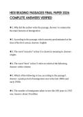 HESI READING PASSAGES FINAL PAPER 2026 COMPLETE ANSWERS VERIFIED