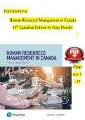 TEST BANK For  Human Resources Management in Canada 15th Canadian Edition by Gary Dessler