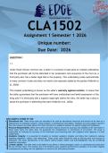 CLA1502 Assignment 1 &lpar;ANSWERS&rpar; Semester 1 2026 - DISTINCTION GUARANTEED