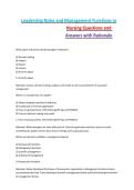 Leadership Roles and Management Functions in Nursing Questions and Answers with Rationale