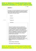 HESI 101 MODULE 3 EXAM QUESTIONS AND ANSWERS GRADED A&plus; LATEST UPDATE 2022