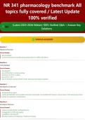 NR 341 pharmacology benchmark All topics fully covered   Latest Update 100&percnt; Verified Q&A &plus; Answer Key Solutions