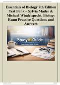Essentials of Biology 7th Edition Test Bank &ndash; Sylvia Mader & Michael Windelspecht&comma; Biology Exam Practice Questions and Answers