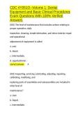 CDC 4Y051O--Volume 1&period; Dental Equipment and Basic Clinical Procedures Exam Questions With 100- Verified Answers&period;docx