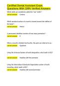 Certified Dental Assistant Exam Questions With 100- Verified Answers&period;docx