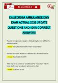 CALIFORNIA AMBULANCE DMV EXAM ACTUAL 2026 UPDATE QUESTIONS AND 100&percnt; CORRECT ANSWERS