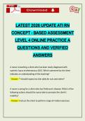 LATEST 2026 UPDATE ATI RN CONCEPT - BASED ASSESSMENT LEVEL 4 ONLINE PRACTICE A QUESTIONS AND VERIFIED ANSWERS