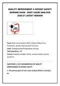 QUALITY IMPROVEMENT & PATIENT SAFETY NURSING EXAM
