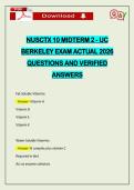 NUSCTX 10 MIDTERM 2 - UC BERKELEY EXAM ACTUAL 2026 QUESTIONS AND VERIFIED ANSWERS