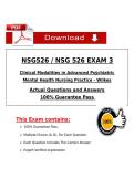 NSG526 &sol; NSG 526 EXAM 3 -Clinical Modalities in Advanced Psychiatric Mental Health Nursing Practice -wilkes Actual Questions and Answers  100&percnt; Guarantee Pass ️️