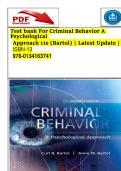 Test bank For Criminal Behavior A  Psychological   Approach 11e &lpar;Bartol&rpar; &vert; Latest Update &vert;  ISBN-13  978-0134163741 