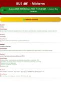 BUS 401 - Midterm 30&plus; &lpar;Latest 2025-2026 Edition&rpar; 100&percnt; Verified Q&A &plus; Answer Key Solutions