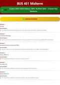 BUS 401 Midterm 110&plus; &lpar;Latest 2025-2026 Edition&rpar; 100&percnt; Verified Q&A &plus; Answer Key Solutions
