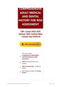 Comprehensive Adult Medical and Dental History for Risk Assessment 120&plus; &lpar;Latest 2025-2026 Edition&rpar; 100&percnt; Verified Q&A &plus; Answer Key Solutions