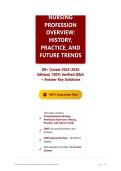 Comprehensive Nursing Profession Overview  History&comma; Practice&comma; and Future Trends 20&plus; &lpar;Latest 2025-2026 Edition&rpar; 100&percnt; Verified Q&A &plus; Answer Key Solutions