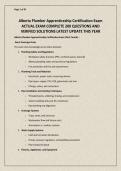 Alberta Plumber Apprenticeship Certification Exam ACTUAL EXAM COMPLETE 200 QUESTIONS AND VERIFIED SOLUTIONS LATEST UPDATE THIS YEAR