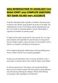 WGU INTRODUCTION TO SOCIOLOGY C273 EXAM SCRIPT 2026 COMPLETE QUESTIONS TEST BANK SOLVED 100&percnt; ACCURATE