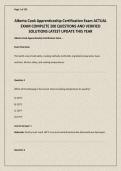 Alberta Cook Apprenticeship Certification Exam ACTUAL EXAM COMPLETE 200 QUESTIONS AND VERIFIED SOLUTIONS LATEST UPDATE THIS YEAR