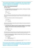 TEST BANK FOR NURSING LEADERSHIP AND MANAGEMENT  &lpar;LATEST UPDATE 2023&rpar; RANKED A&plus; Exam questions and  Answers 100&percnt;Correct&sol;Verified