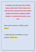 7A GENERAL AND STRUCTURAL PEST CONTROL  EXAM &vert;&vert; 2026&sol;2027 MOST RECENT EXAM ACTUAL  COMPLETE REAL EXAM QUESTIONS AND CORRECT  ANSWERS &lpar;100&percnt;VERIFIED ANSWERS&rpar; ALREADY  GRADED A&plus; &vert; GUARANTEED SUCCESS&excl;&excl; &vert; &vert;Brand  New&excl;&excl; 