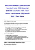NURS-6521N Advanced Pharmacology Final Exam Study Guide &vert; Walden University &vert; 2026&sol;2027 Latest Edition &vert; 100&percnt; Correct Answers &vert; A&plus; Guaranteed &vert; Comprehensive Week 11 Exam Review