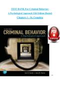 Criminal Behavior&colon; A Psychological Approach 12th Edition by Bartol &ndash; Chapters 1&ndash;16 Complete Test Bank