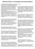 APES Test Review 1 Test Questions and Answers Rated A