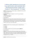 California ARF Administrator Exam Actual Exam QUESTIONS AND ANSWERS 2026 &vert; Adult Residential Facility Complete Q&A Graded A&plus; &vert; Pass Guaranteed - A&plus; Graded