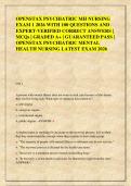 OPENSTAX PSYCHIATRIC MH NURSING  EXAM 1 2026 WITH 100 QUESTIONS AND  EXPERT-VERIFIED CORRECT ANSWERS &vert;  MCQs &vert; GRADED A&plus; &vert; GUARANTEED PASS &vert;  OPENSTAX PSYCHIATRIC MENTAL  HEALTH NURSING LATEST EXAM 2026  