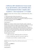 California ARF Administrator Exam Actual Exam QUESTIONS AND ANSWERS 2026 &vert; Adult Residential Facility Complete Q&A Graded A&plus; &vert; Pass Guaranteed - A&plus; Graded