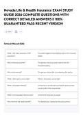 Nevada Life & Health Insurance EXAM STUDY GUIDE 2026 COMPLETE QUESTIONS WITH CORRECT DETAILED ANSWERS &vert;&vert; 100&percnt; GUARANTEED PASS RECENT VERSION