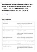 Nevada Life & Health Insurance EXAM STUDY GUIDE 2026 COMPLETE QUESTIONS WITH CORRECT DETAILED ANSWERS &vert;&vert; 100&percnt; GUARANTEED PASS RECENT VERSION