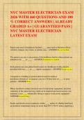NYC MASTER ELECTRICIAN EXAM  2026 WITH 460 QUESTIONS AND 100  &percnt; CORRECT ANSWERS &vert; ALREADY  GRADED A&plus; &vert; GUARANTEED PASS &vert;  NYC MASTER ELECTRICIAN  LATEST EXAM
