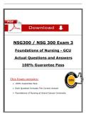 NSG300 &sol; NSG 300 Exam 3 Foundations of Nursing - GCU  Actual Questions and Answers  100&percnt; Guarantee Pass️️ 
