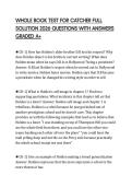 WHOLE BOOK TEST FOR CATCHER FULL SOLUTION 2026 QUESTIONS WITH ANSWERS GRADED A&plus;