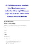 ATI TEAS 6 Comprehensive Study Guide Actual Questions and Answers &vert; Mathematics Science English & Language Usage &vert; 2025&sol;2026&sol;2027 Edition &vert; Verified Questions &vert; A&plus; Graded Exam Prep