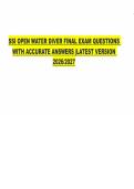 SSI OPEN WATER DIVER FINAL EXAM QUESTIONS WITH ACCURATE ANSWERS &vert;LATEST VERSION 2026&sol;2027
