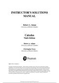 Instructor's Solutions Manual For Calculus&colon; A Complete Course 9th Edition By Robert A&period; Adams&comma; Christopher Essex Chapters 1 - 18 With Appendices A&plus;
