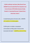 CLEAN certification test Exam &vert;&vert; Most Recent Exam  2026&sol;2027 Actual Complete Real Exam Questions And  Correct Answers &lpar;100&percnt;Verified Answers&rpar; Already  Graded A&plus; &vert; Guaranteed Success&excl;&excl; &vert; Newest Exam &vert;  Brand New version&excl;&excl;