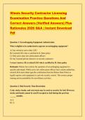 Illinois Security Contractor Licensing  Examination Practice Questions And  Correct Answers &lpar;Verified Answers&rpar; Plus  Rationales 2026 Q&A &vert; Instant Download  Pdf