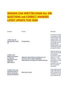 INDIANA CNA WRITTEN EXAM ALL 300  QUESTIONS and CORRECT ANSWERS  LATEST UPDATE THIS YEAR 