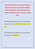 EPA 608 CERTIFICATION TEST 2026&sol;2027 BANK 400  QUESTIONS WITH DETAILED VERIFIED ANSWERS &sol;  EXAM QUESTIONS WILL COME FROM HERE &lpar;100&percnt;  CORRECT ANSWERS&vert;&vert; ALREADY GRADED A&plus;&vert;BRAND  NEW&excl;&excl;