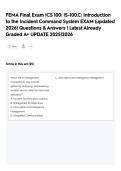 FEMA Final Exam ICS 100&colon; IS-100&period;C&colon; Introduction to the Incident Command System  EXAM &lpar;updated 2026&rpar;   Questions & Answers &vert; Latest Already Graded A&plus; UPDATE 2025&vert;2026