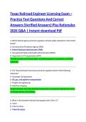 Texas Railroad Engineer Licensing Exam &ndash;  Practice Test Questions And Correct  Answers &lpar;Verified Answers&rpar; Plus Rationales  2026 Q&A &vert; Instant download Pdf 