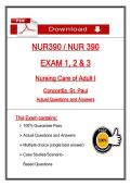 NUR390 &sol; NUR 390  EXAM 1&comma; 2 & 3 Nursing Care of Adult I  Concordia&comma; St&period; Paul Actual Questions and Answers