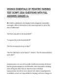 WONGS ESSENTIALS OF PEDIATRIC NURSING TEST SCRIPT 2026 QUESTIONS WITH FULL ANSWERS GRADED A&plus;