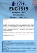 ENG1515 Assignment 1 &lpar;ANSWERS&rpar; 2026 - DISTINCTION GUARANTEED