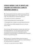 WONGS NURSING CARE OF INFANTS AND CHILDREN TEST PAPER 2026 COMPLETE RESPONSES GRADED A&plus;