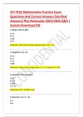 ATI TEAS Mathematics Practice Exam  Questions And Correct Answers &lpar;Verified  Answers&rpar; Plus Rationales 2025&sol;2026 Q&A &vert;  Instant Download Pdf 