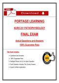 PORTAGE LEARNING   NURS 231 PATHOPHYSIOLOGY   FINAL EXAM   Actual Questions and Answers  100&percnt; Guarantee Pass  
